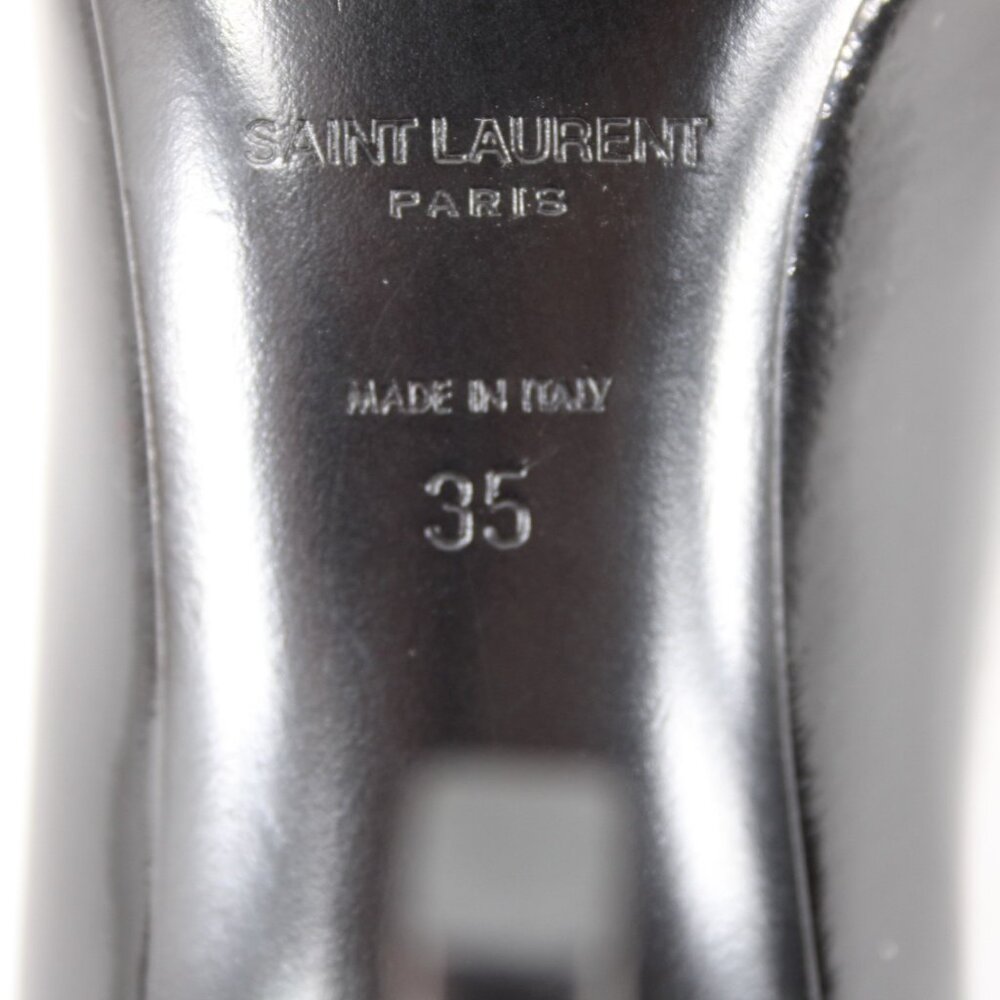 Saint Laurent ZOE Sz 35 Black Patent Leather 315534 4" Slim Square High Heels - Picture 13 of 14
